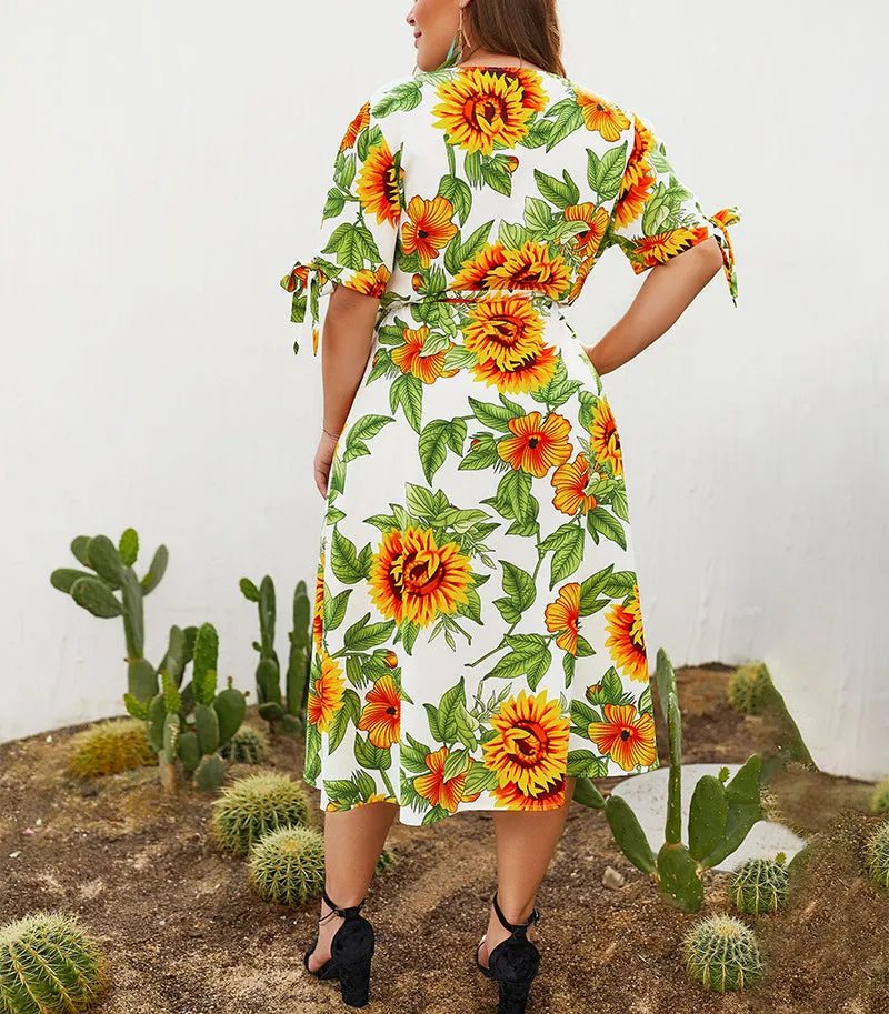 Summer New Print Short-sleeved Large Size Dress