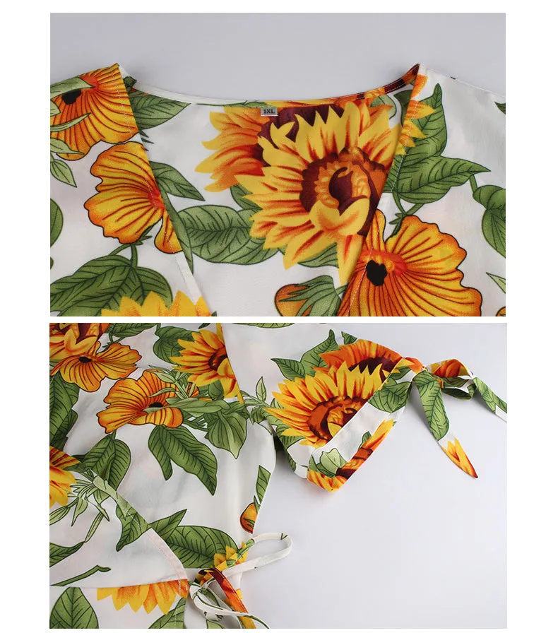 Summer New Print Short-sleeved Large Size Dress