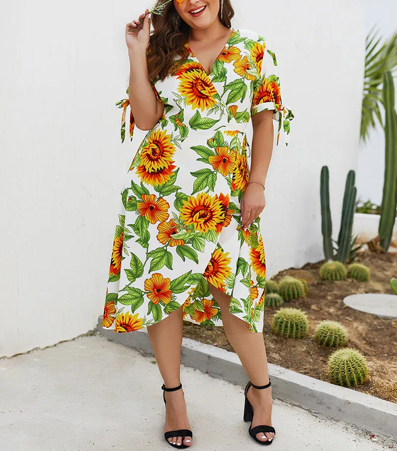 Summer New Print Short-sleeved Large Size Dress