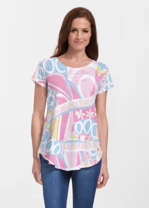 Summer O"S (8140) ~ Short Sleeve Scoop Neck Flowy Tunic