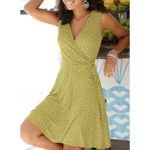 Summer Sleeveless Froal Print Short Dresses