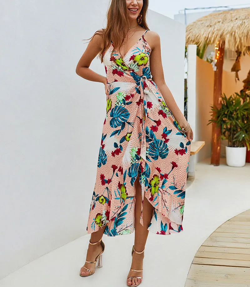 Summer Sling Print Midi Dress