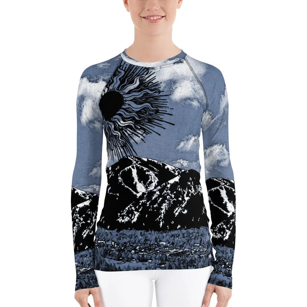 Summer Sun Over Baldy Indigo Women's Long Sleeve Top