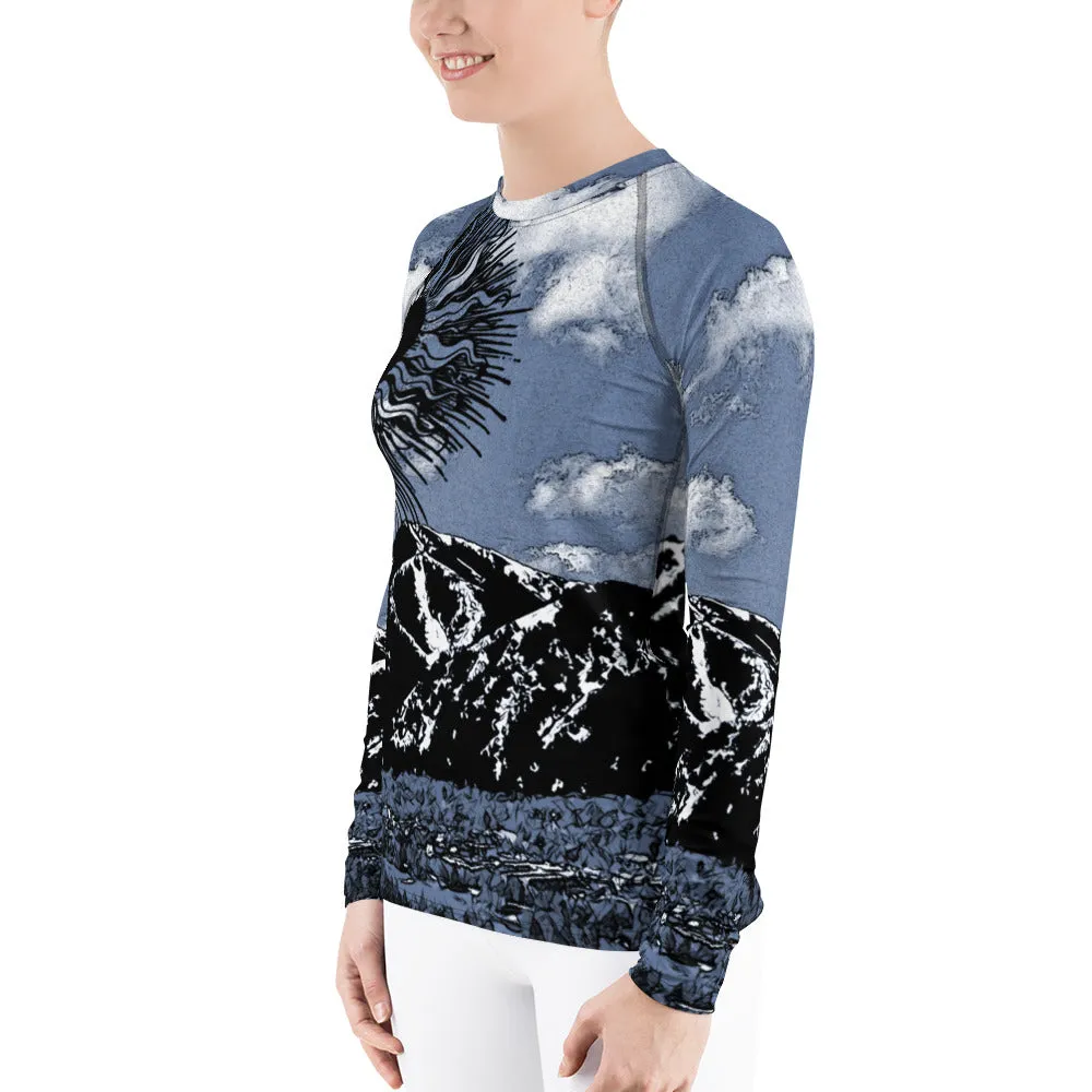 Summer Sun Over Baldy Indigo Women's Long Sleeve Top