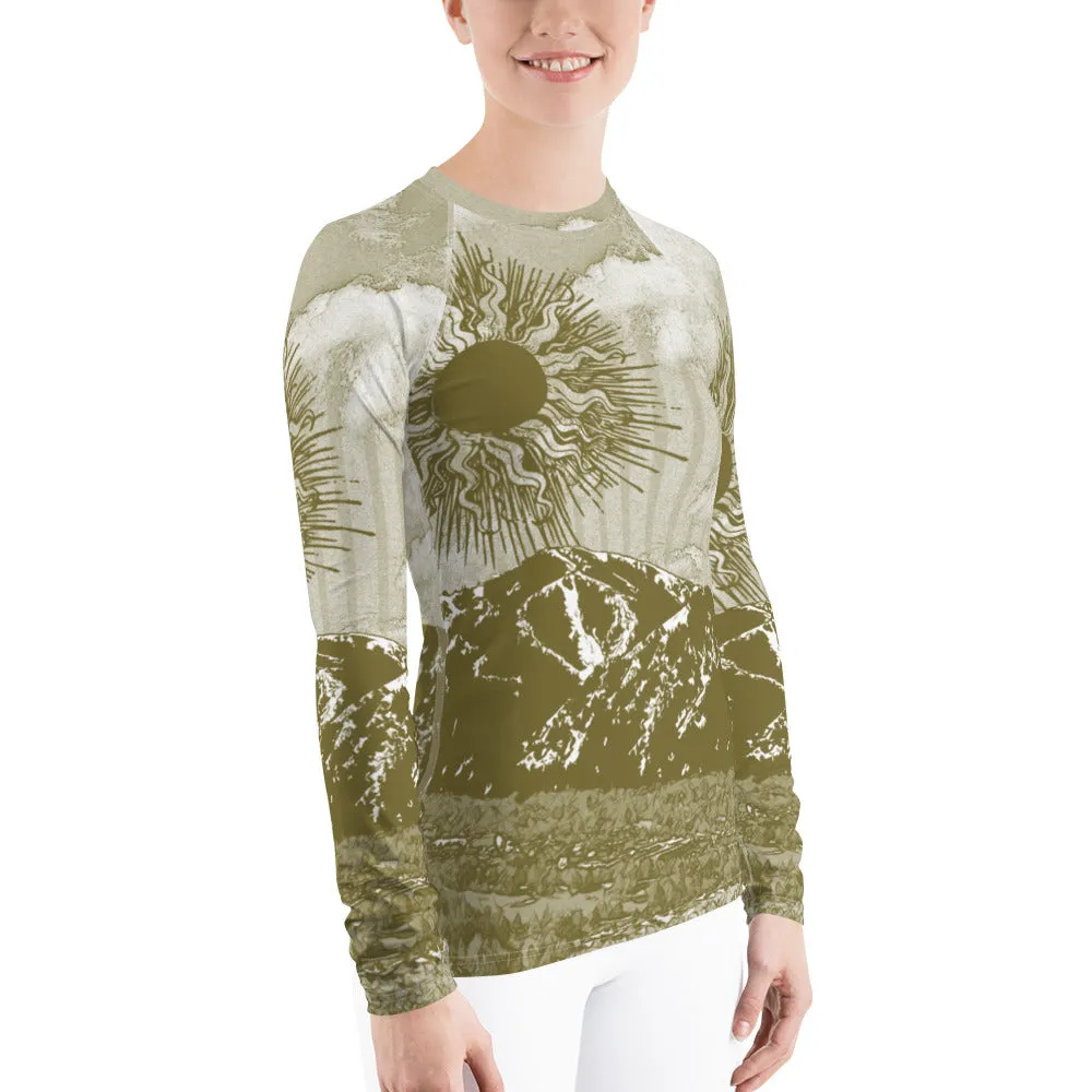 Summer Sun Over Baldy Olive Women's Long Sleeve Top