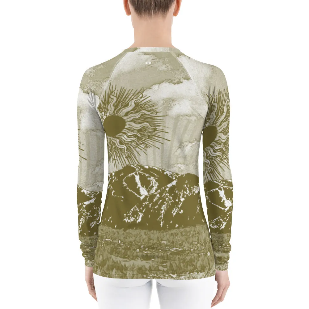 Summer Sun Over Baldy Olive Women's Long Sleeve Top
