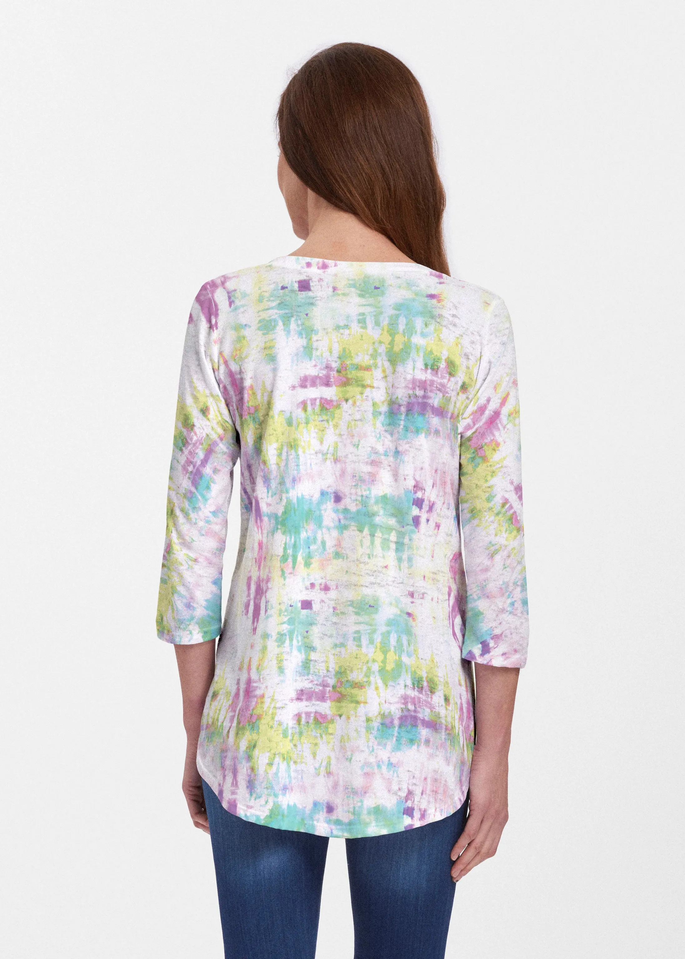 Summer Tie Dye (7878) ~ V-neck Flowy Tunic