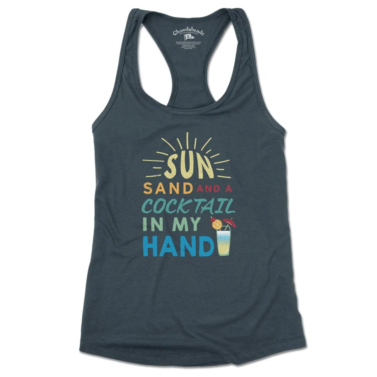 Sun, Sand & A Cocktail In My Hand Ladies Tank Top (4 Colors)