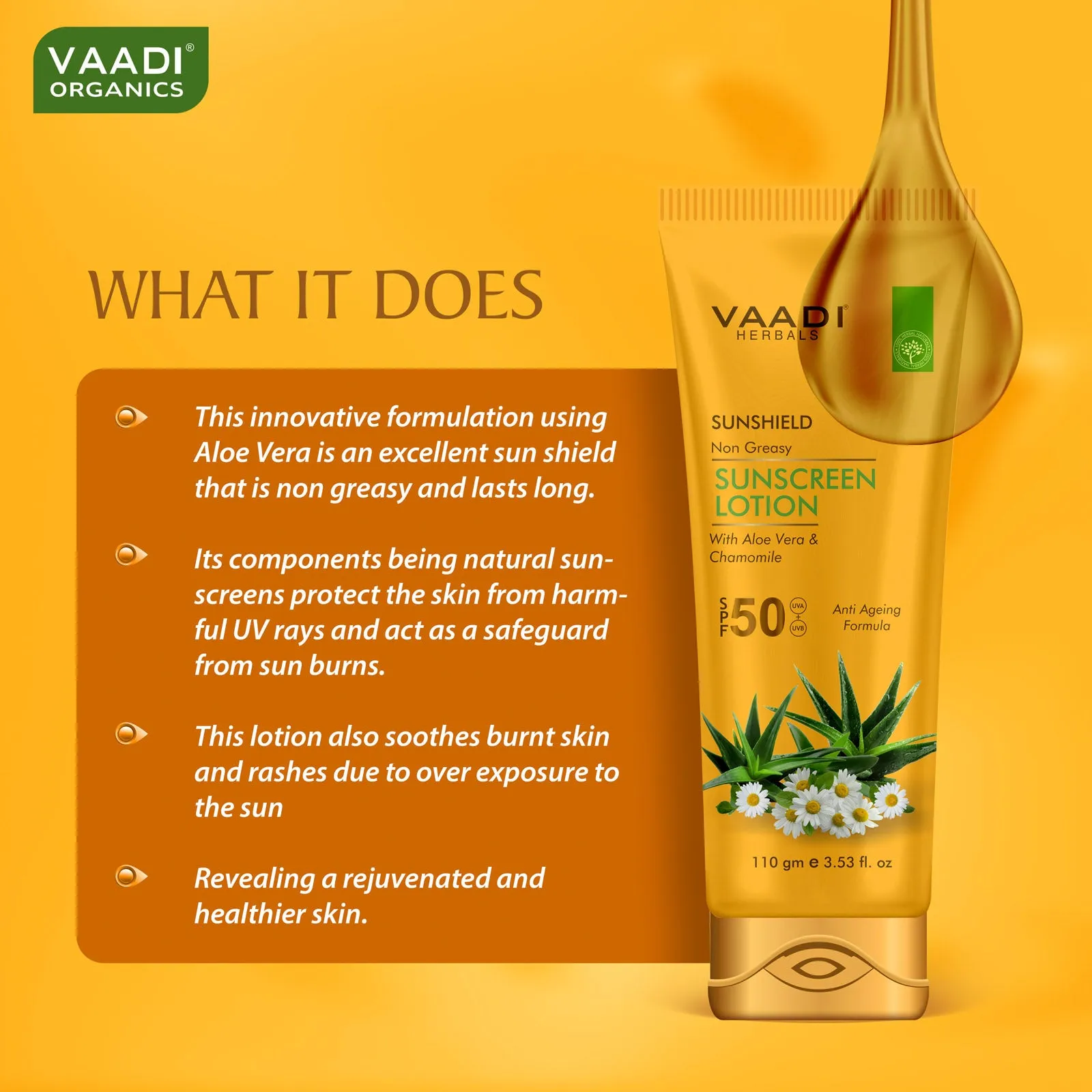 Sunscreen Lotion SPF-50 with Aloe Vera & Chamomile (110 ml)