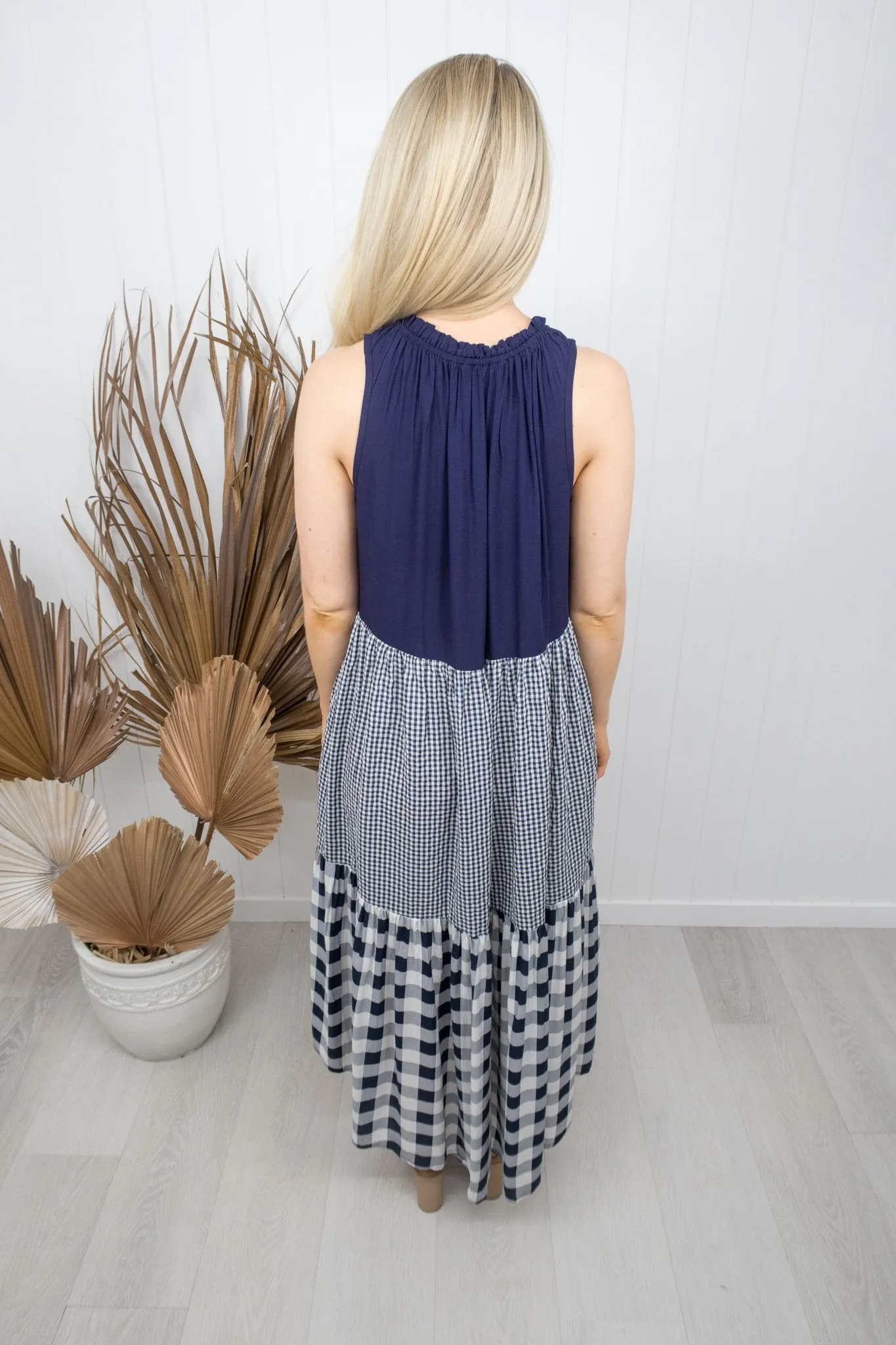 Susie Dress- Navy/white gingham
