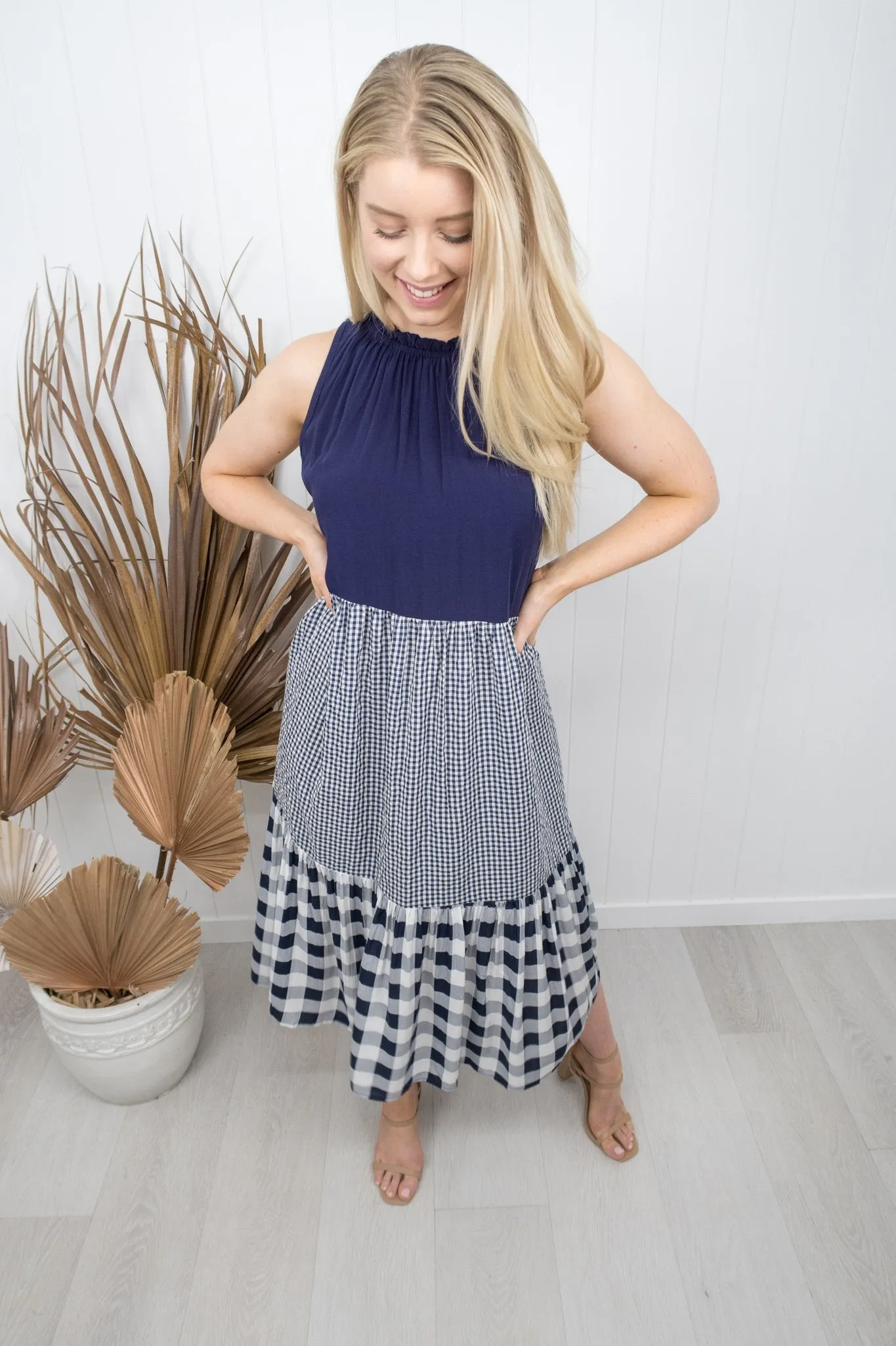 Susie Dress- Navy/white gingham