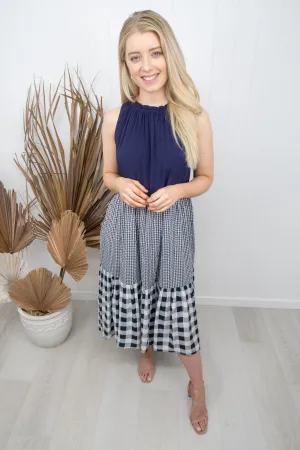 Susie Dress- Navy/white gingham