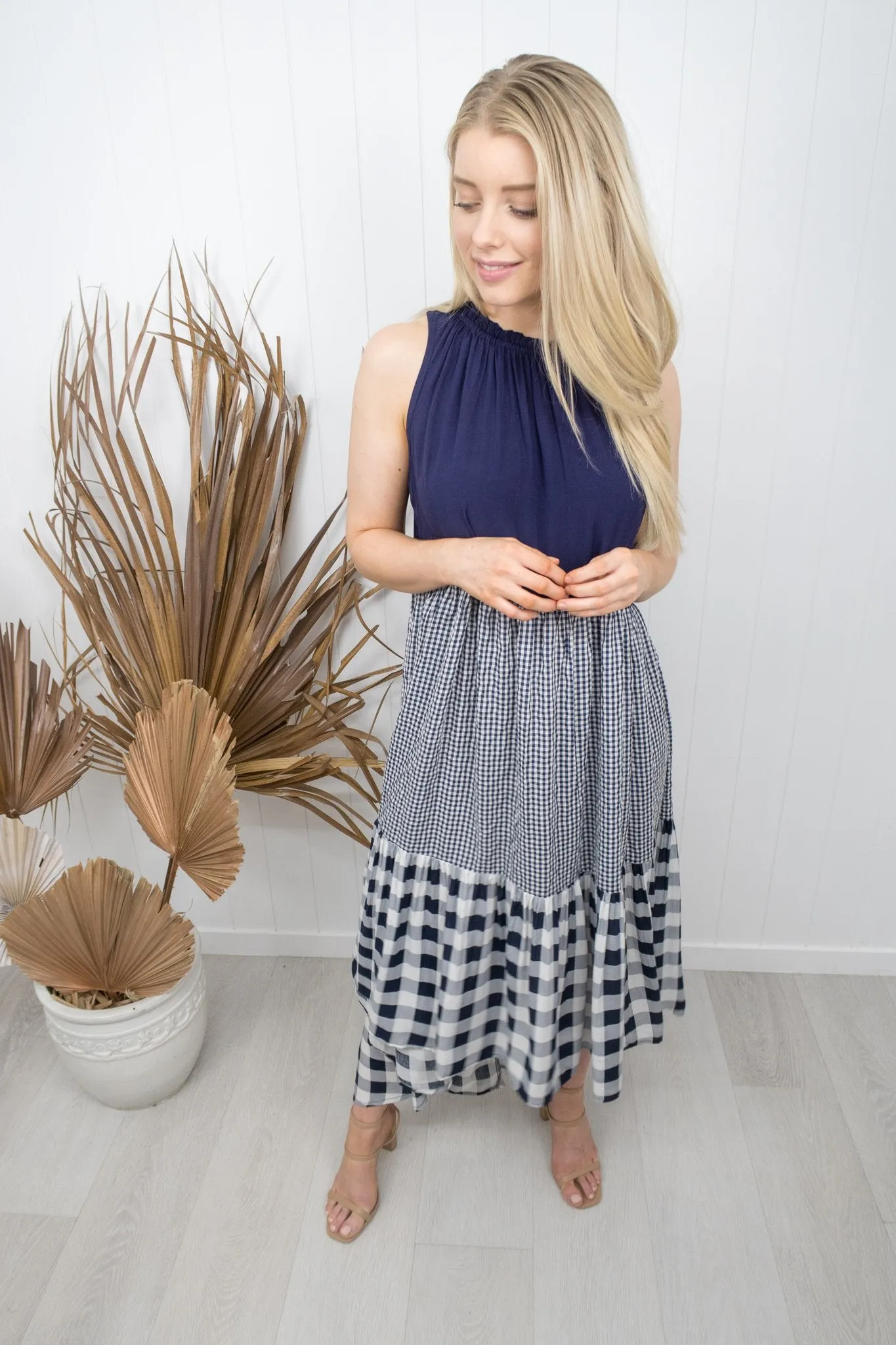 Susie Dress- Navy/white gingham
