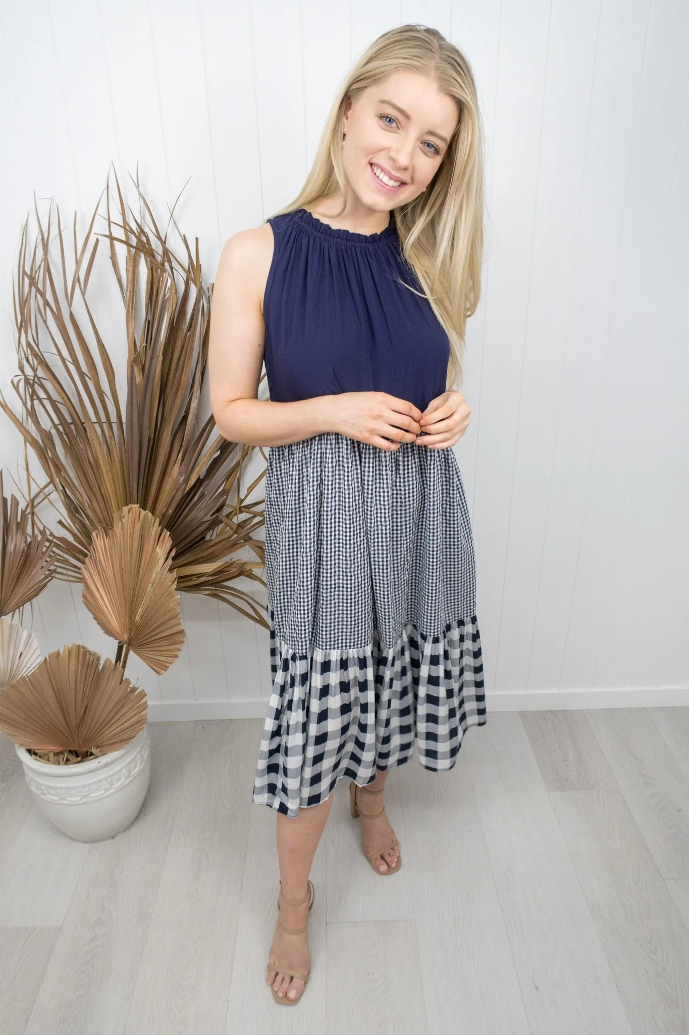 Susie Dress- Navy/white gingham