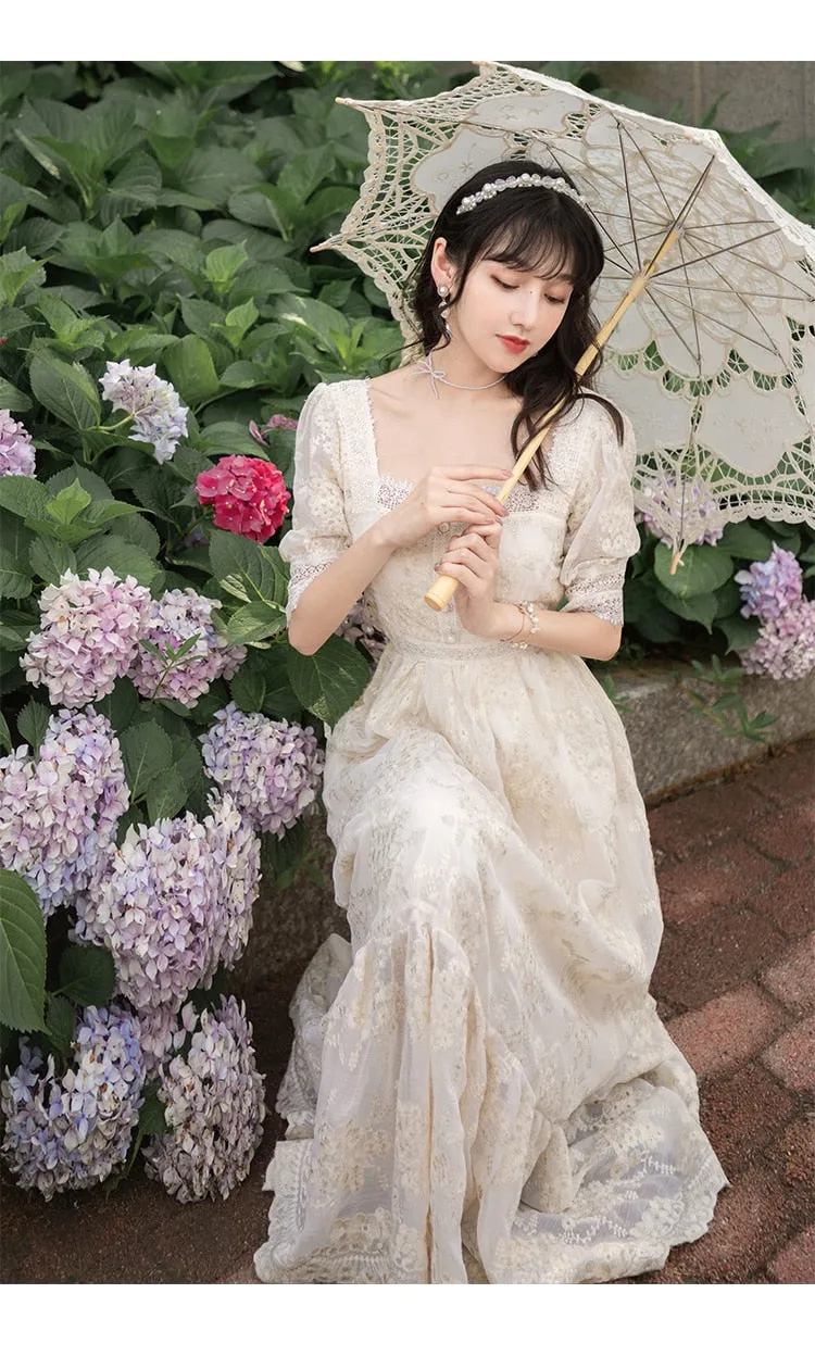 Sweet Soft Girl A Line Dress Summer Lace