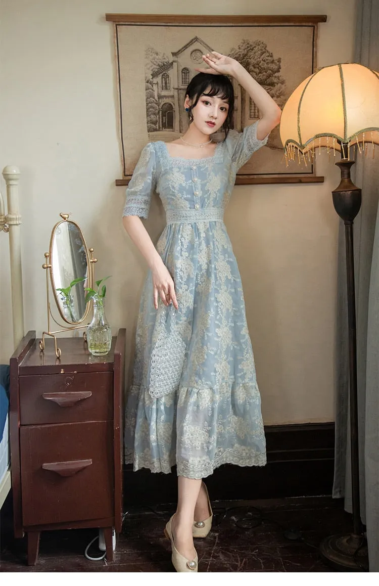 Sweet Soft Girl A Line Dress Summer Lace