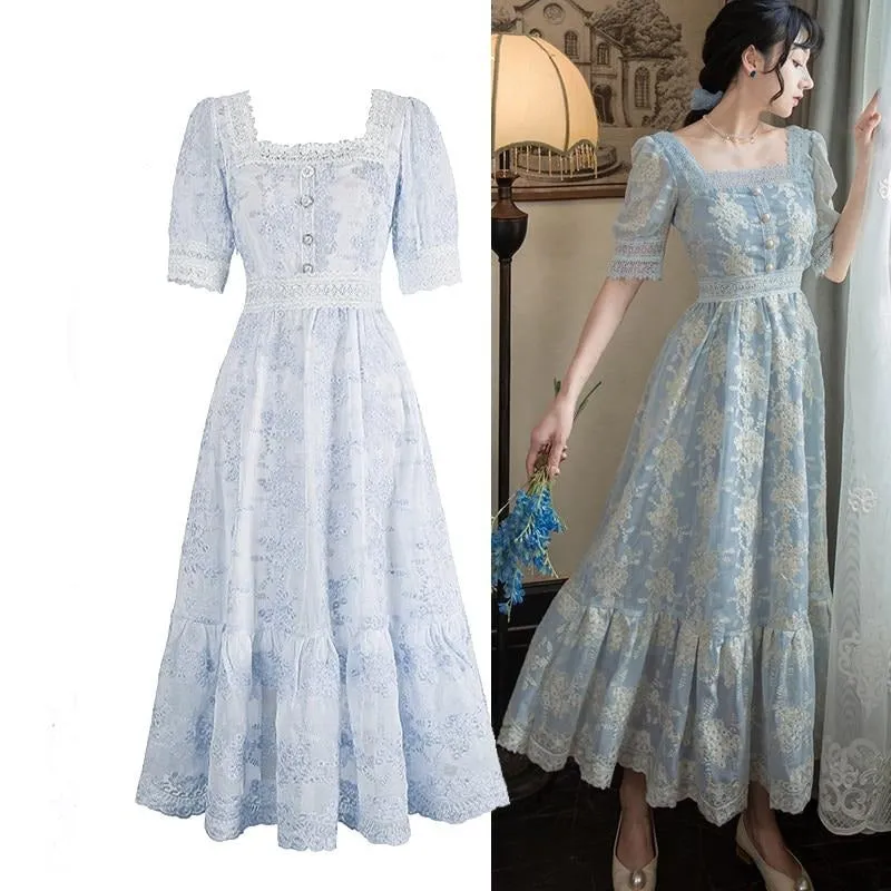 Sweet Soft Girl A Line Dress Summer Lace