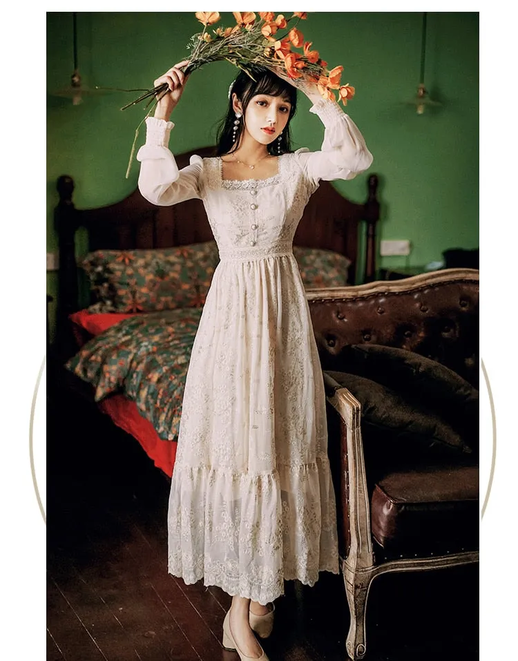 Sweet Soft Girl A Line Dress Summer Lace