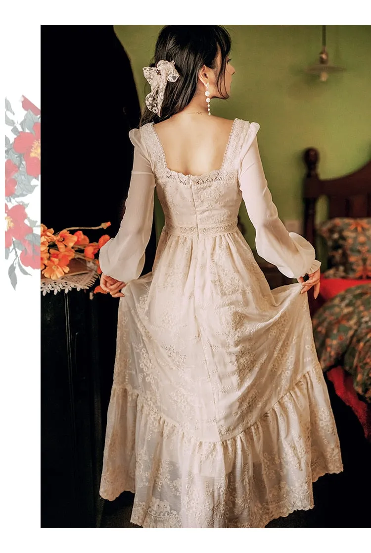 Sweet Soft Girl A Line Dress Summer Lace