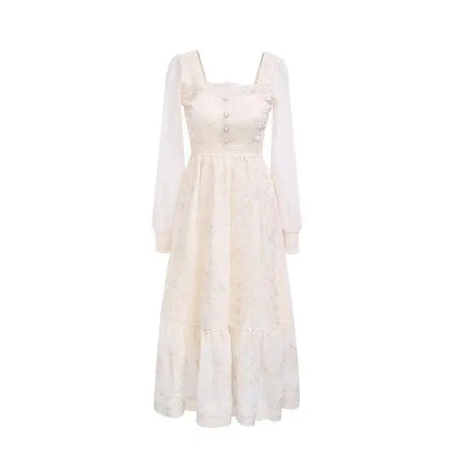 Sweet Soft Girl A Line Dress Summer Lace