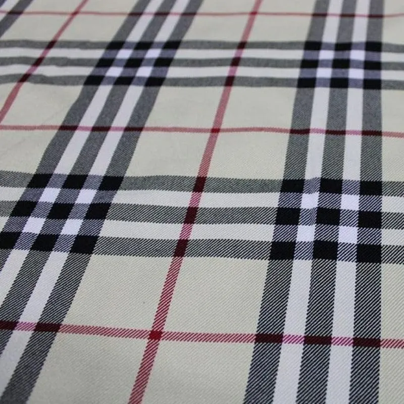 Tartan Check Dark Cream Fabric