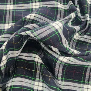 Tartan Check Fabric Navy/Green 150cm