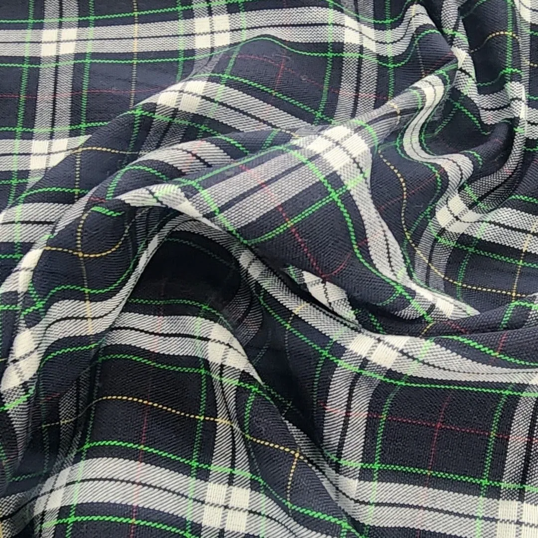 Tartan Check Fabric Navy/Green 150cm