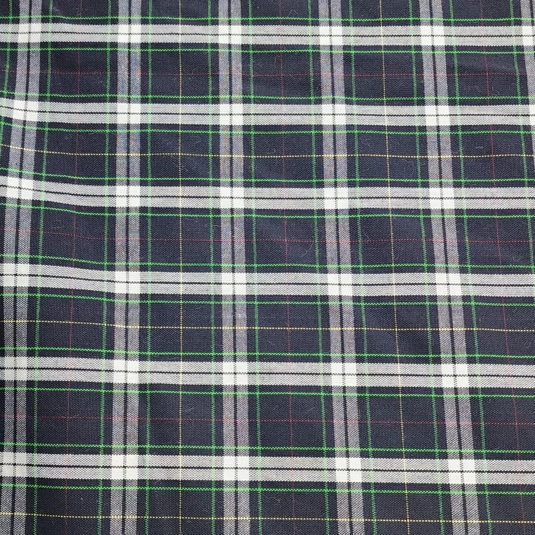 Tartan Check Fabric Navy/Green 150cm