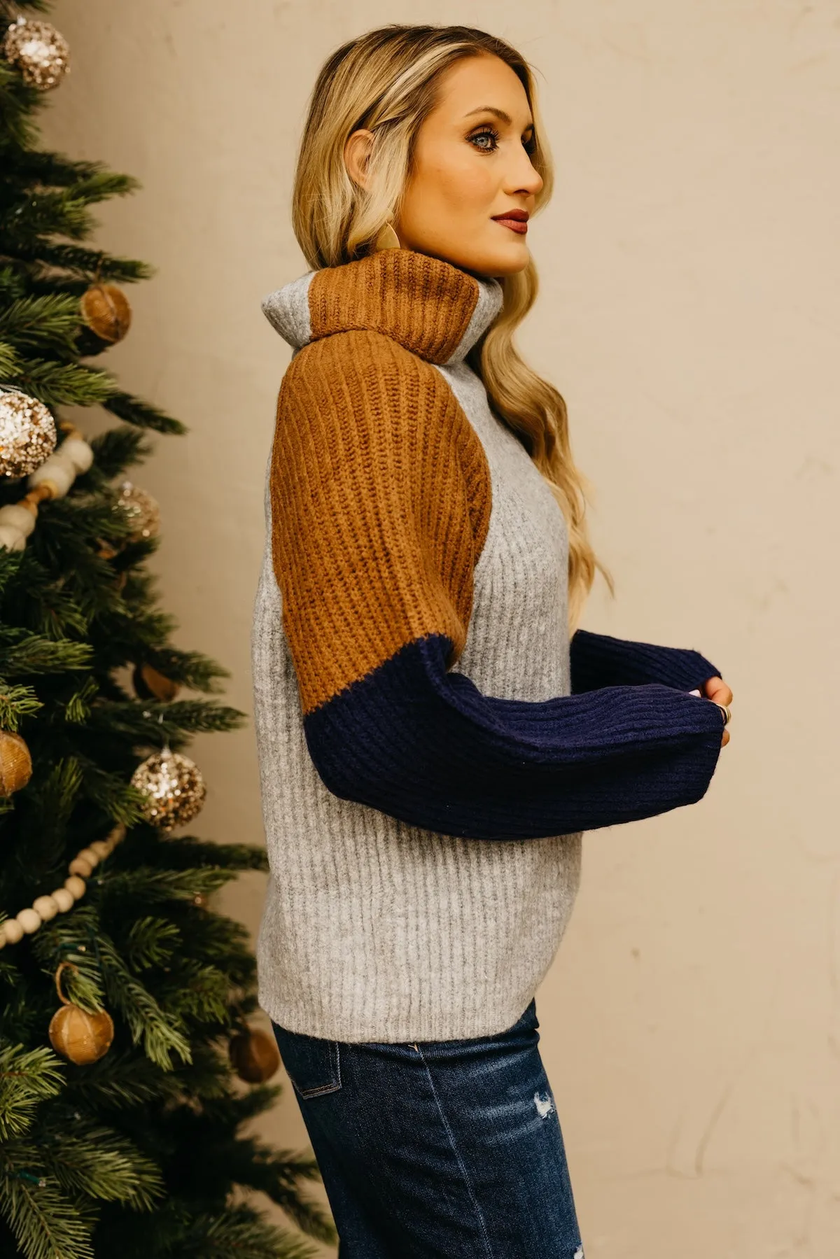 The Neveah Color Block Cowlneck Sweater