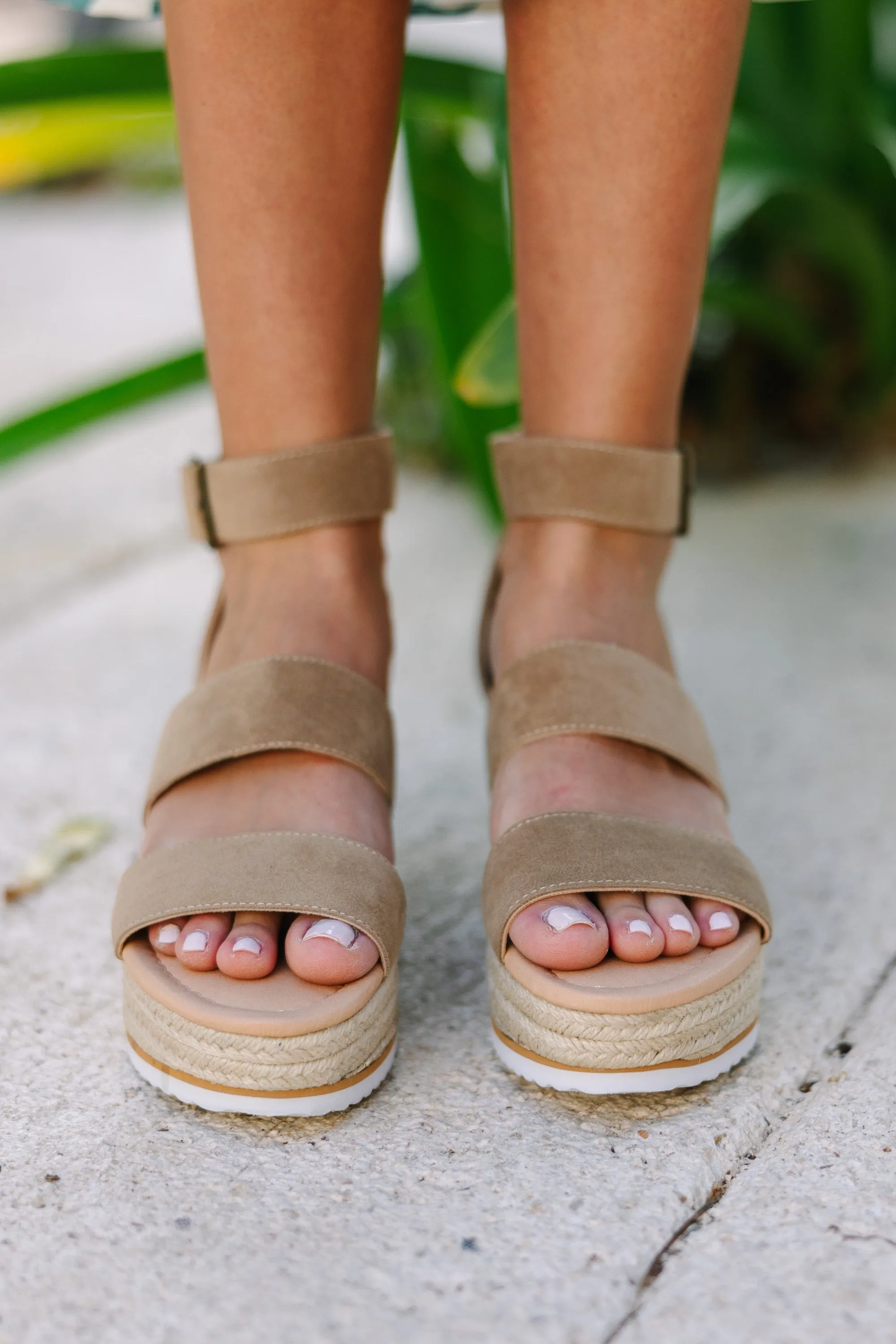 These Are The Days Khaki Brown Wedges