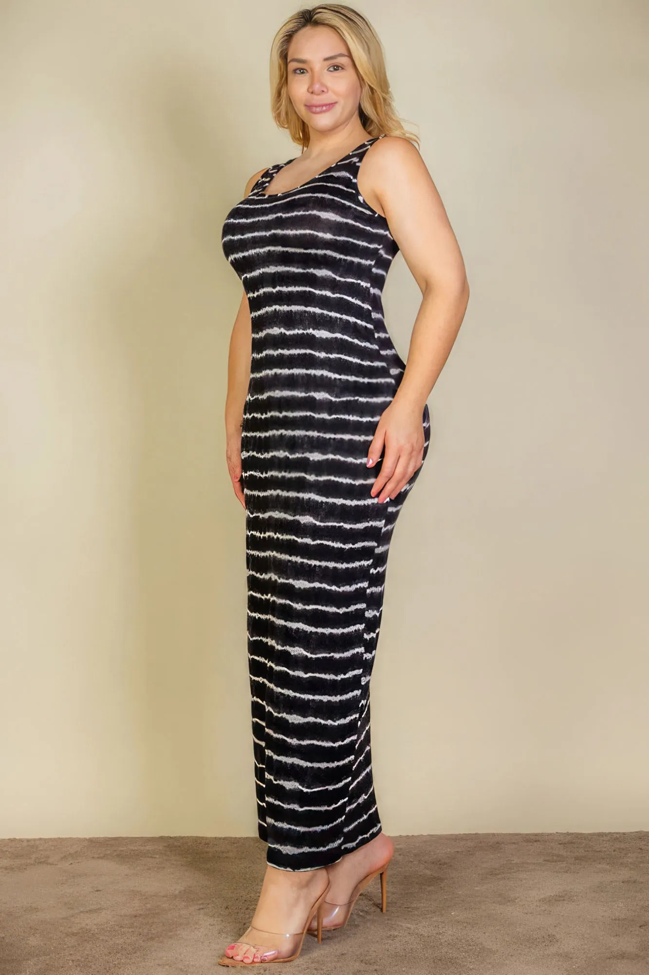 Tie Dye Striped Maxi Dress