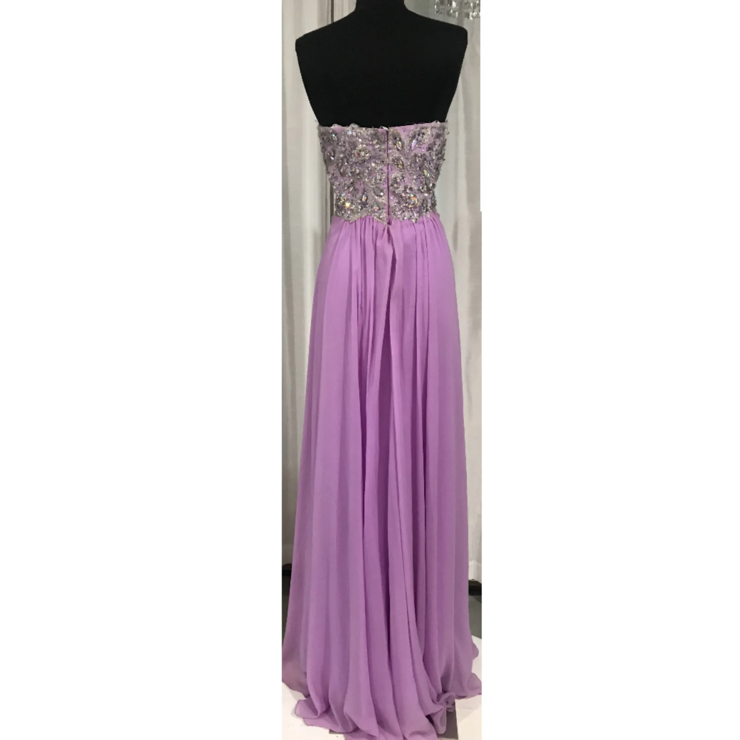 TONY BOWLS Lilac Beaded Bodice Strapless Sweetheart Long Dress Size 18
