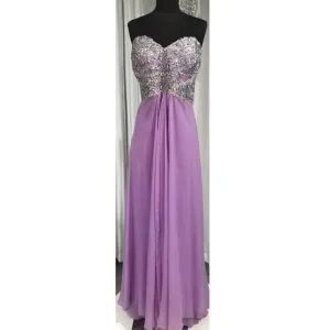 TONY BOWLS Lilac Beaded Bodice Strapless Sweetheart Long Dress Size 18