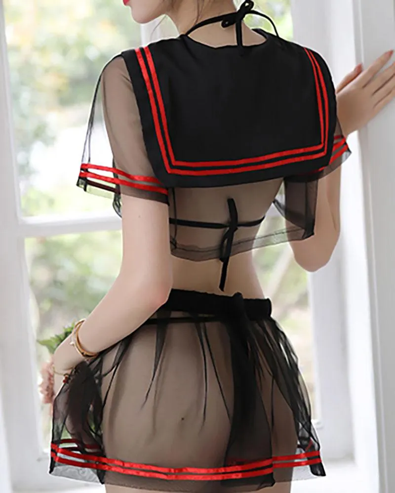 Transparent Mesh School Uniform Lingerie SD00757