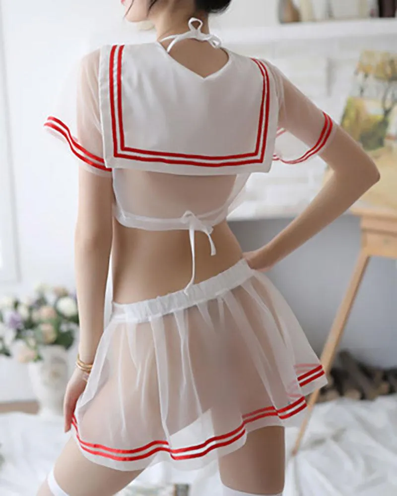 Transparent Mesh School Uniform Lingerie SD00757