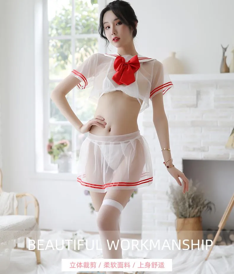 Transparent Mesh School Uniform Lingerie SD00757