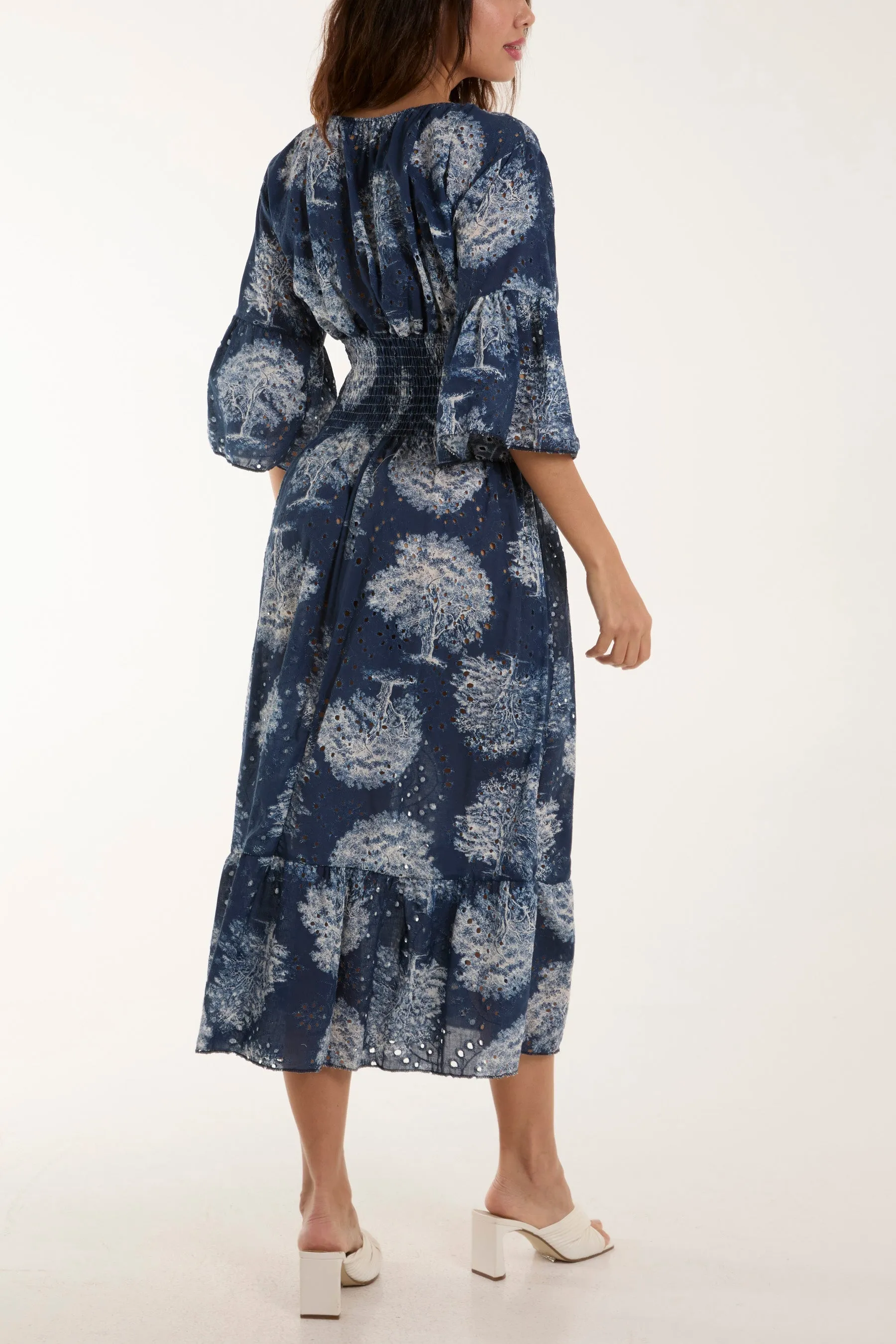 Tree Broderie Anglaise Midi Dress