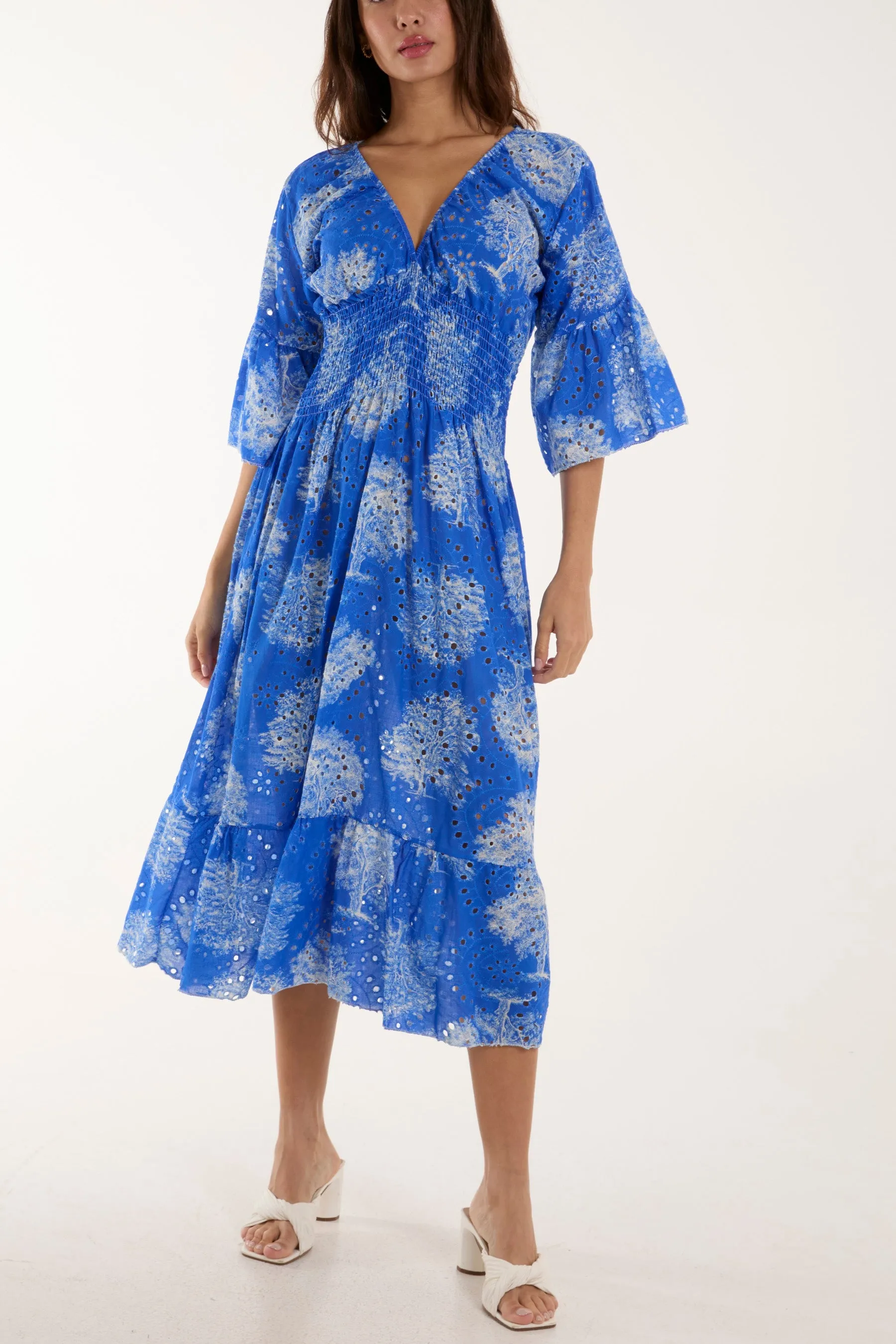 Tree Broderie Anglaise Midi Dress