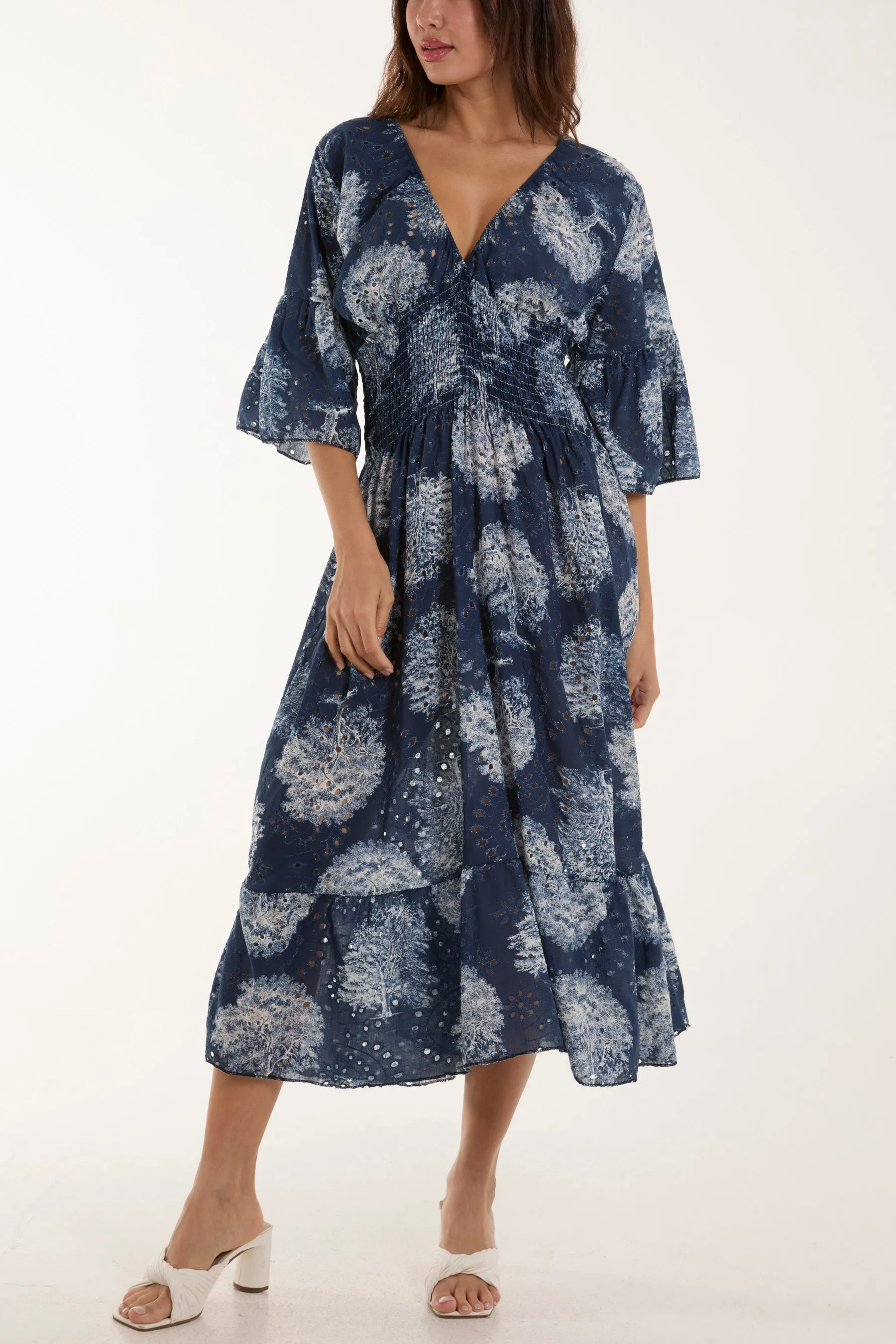 Tree Broderie Anglaise Midi Dress