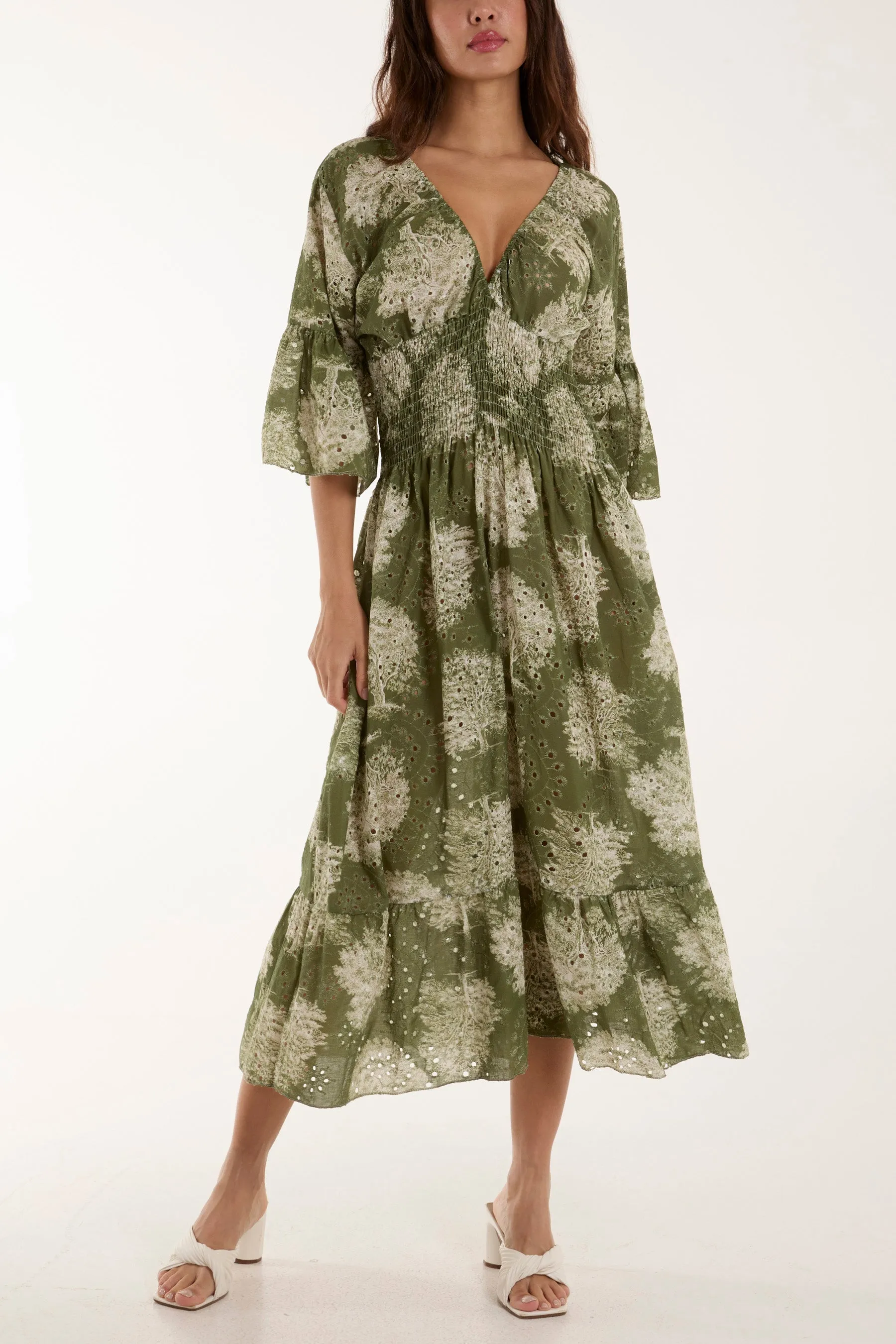 Tree Broderie Anglaise Midi Dress