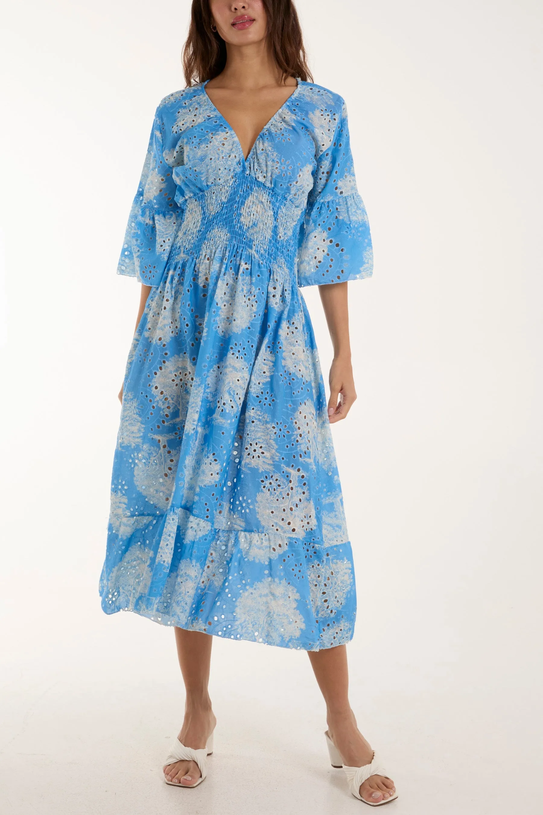 Tree Broderie Anglaise Midi Dress