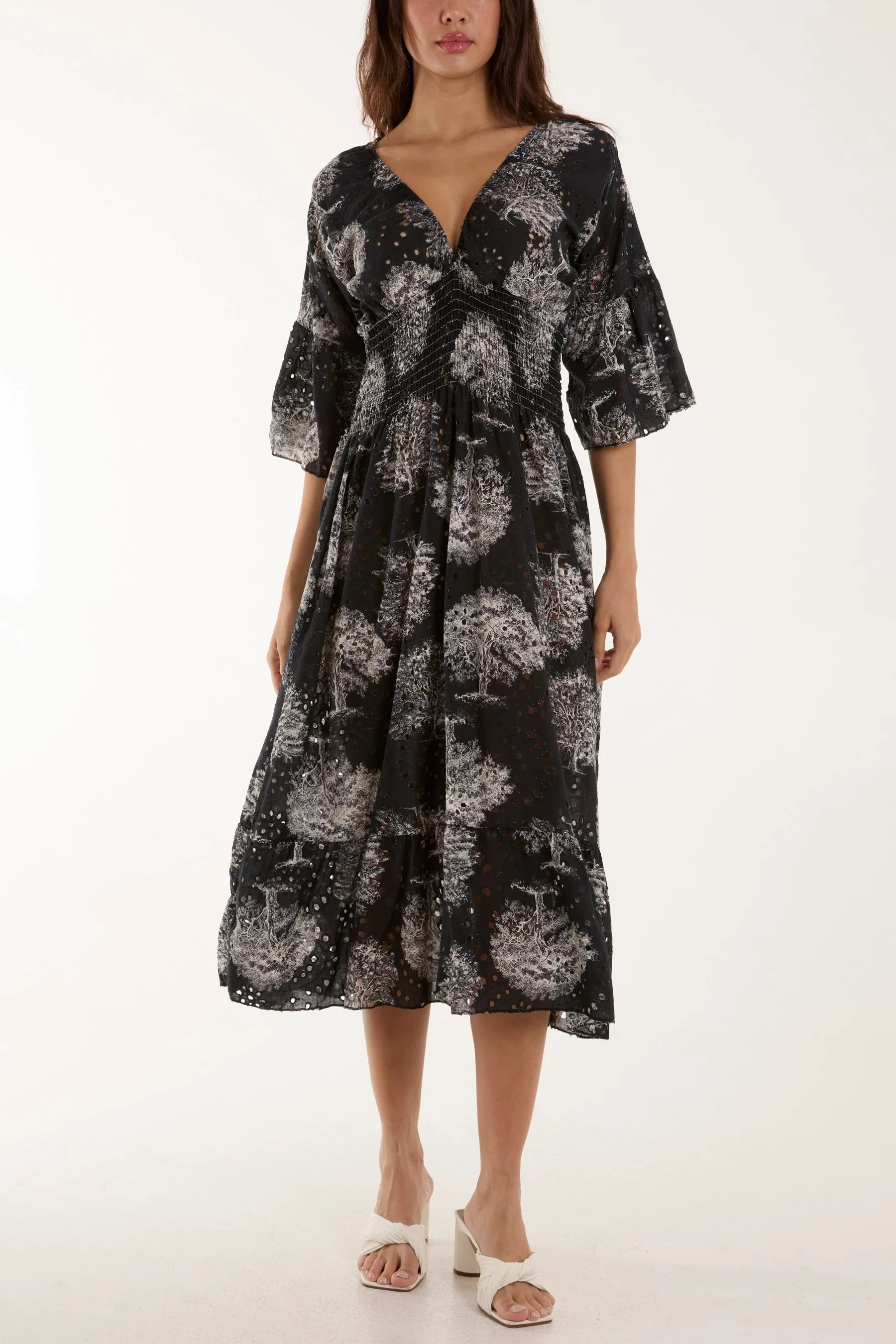 Tree Broderie Anglaise Midi Dress