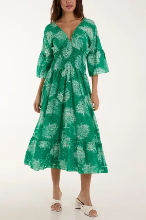 Tree Broderie Anglaise Midi Dress