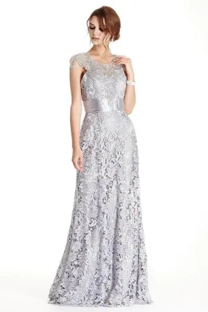 Trevi Collection Cap Sleeve Floral Lace Mother of Bride Dress L1711