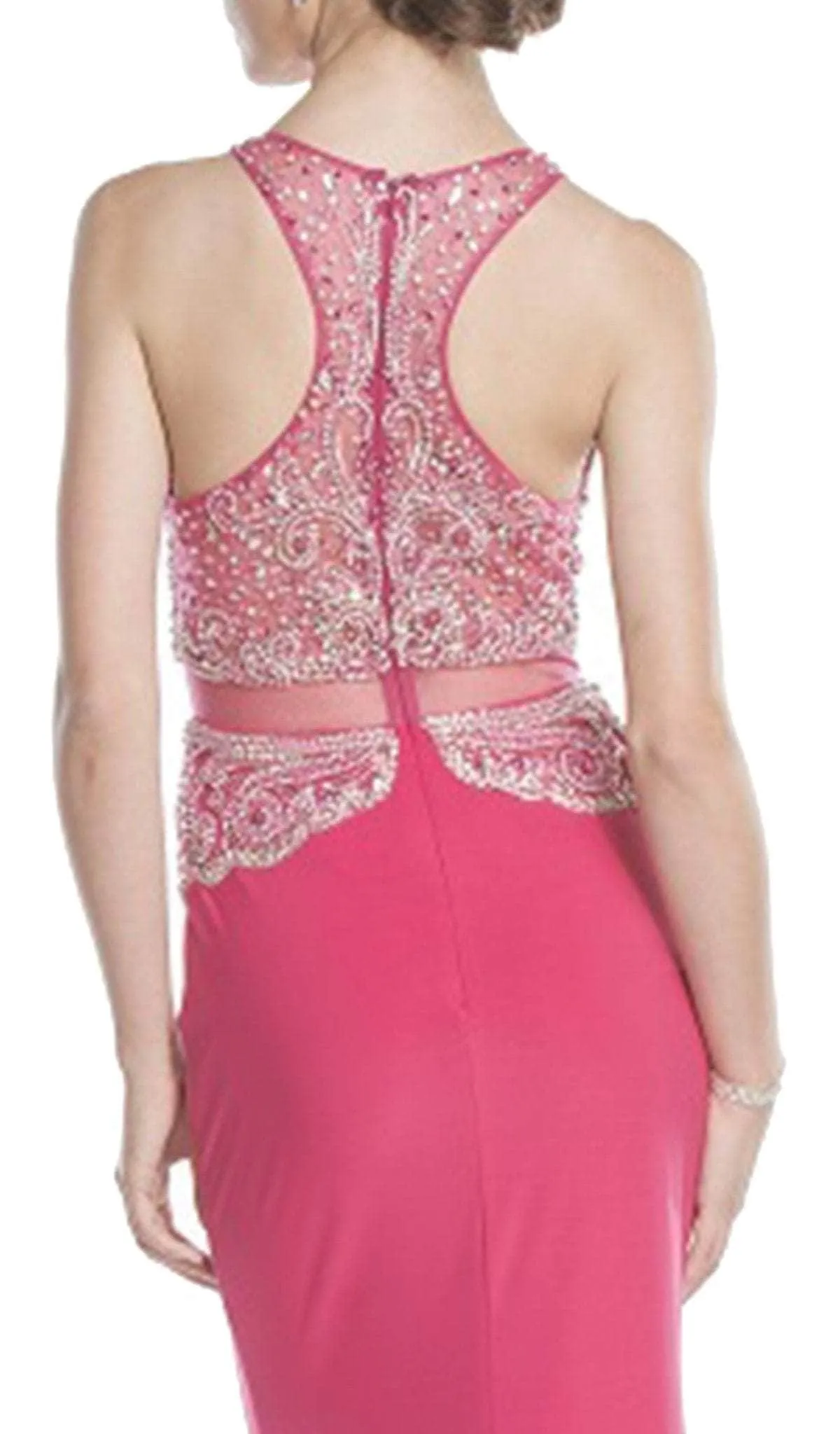 Trevi Collection - Embellished Mock Two Piece Prom Dress