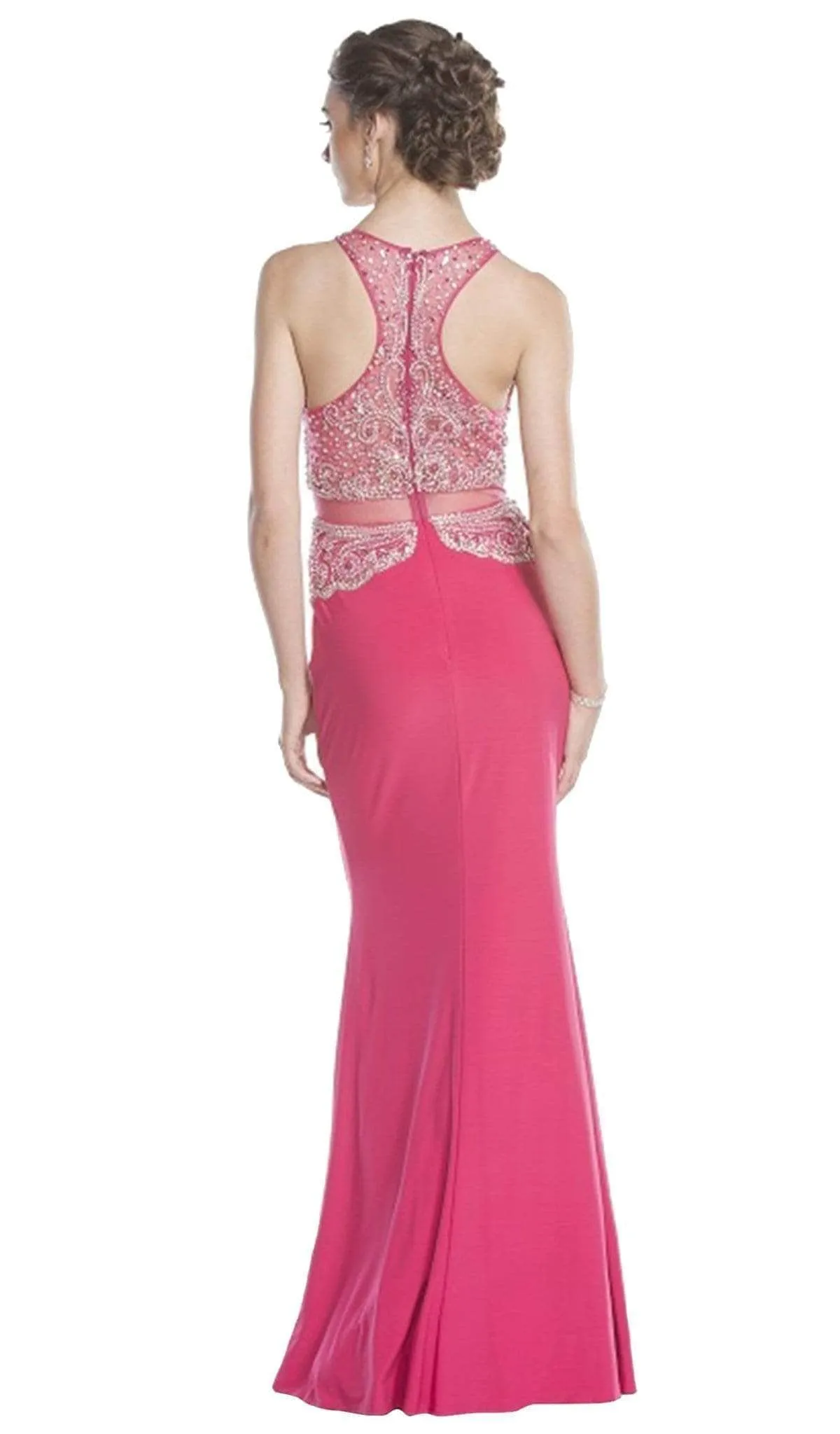 Trevi Collection - Embellished Mock Two Piece Prom Dress
