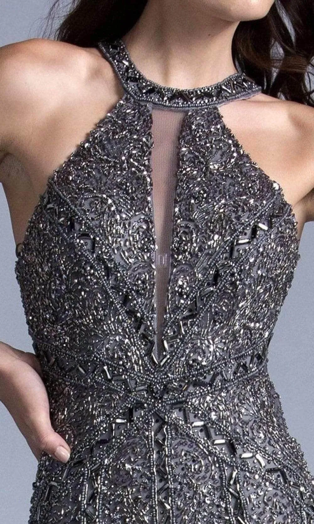 Trevi Collection - L2022 Halter Sheath Evening Dress