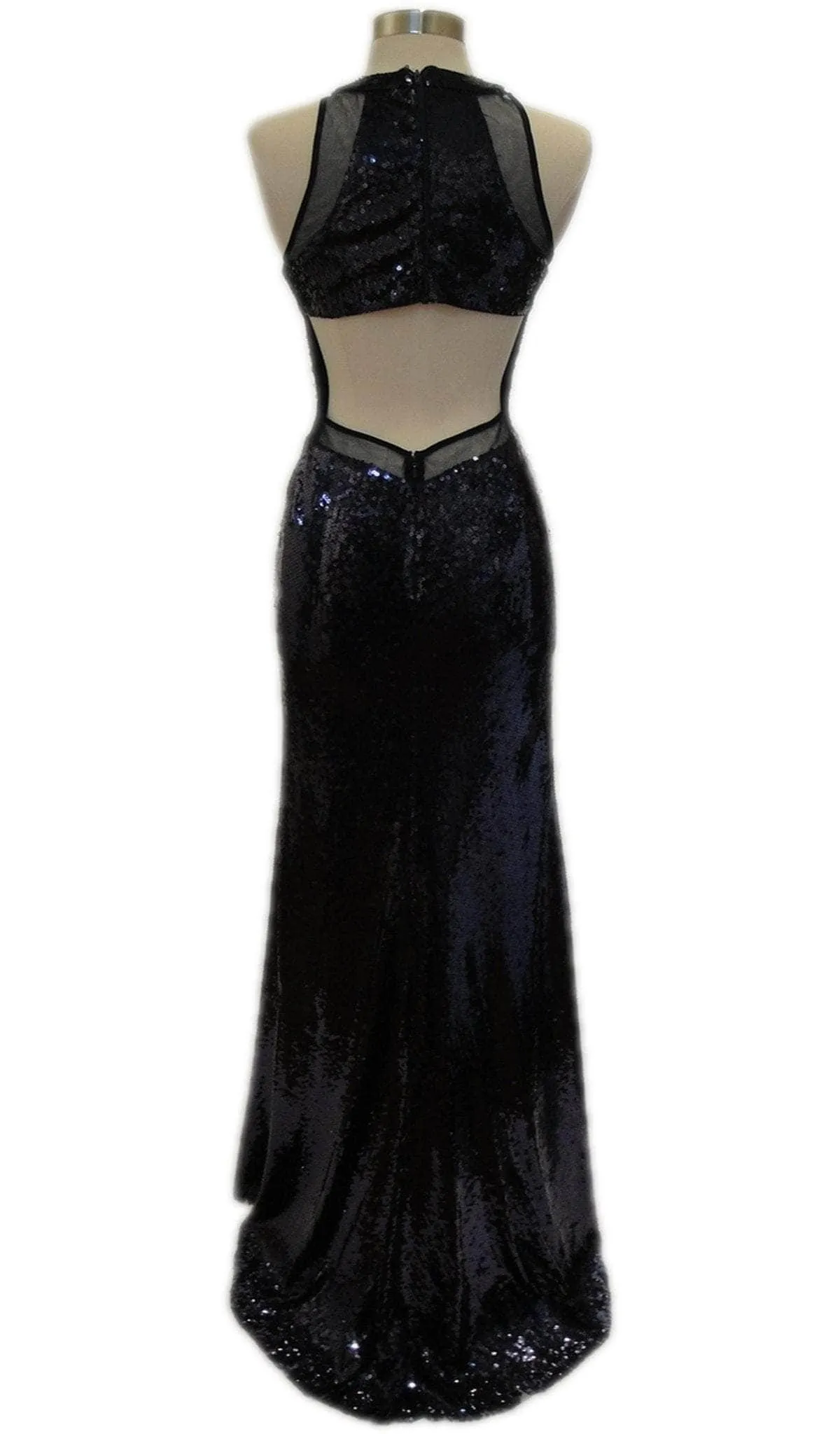 Trevi Collection - Sequined Halter Neck Sheath Prom Dress