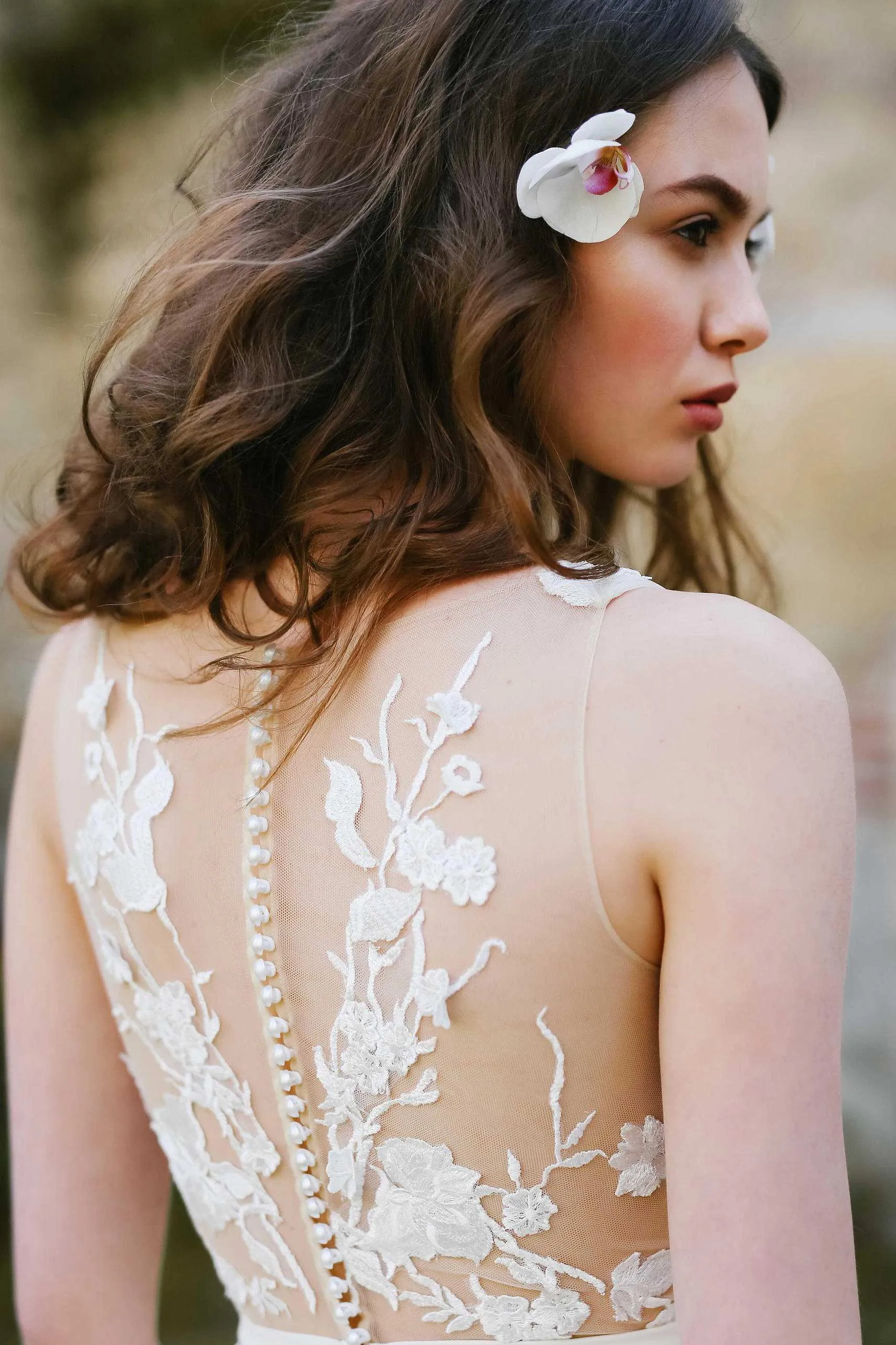 Tulle A-Line Ball Gown Wedding Dress With Illusion Appliqued Top-715156