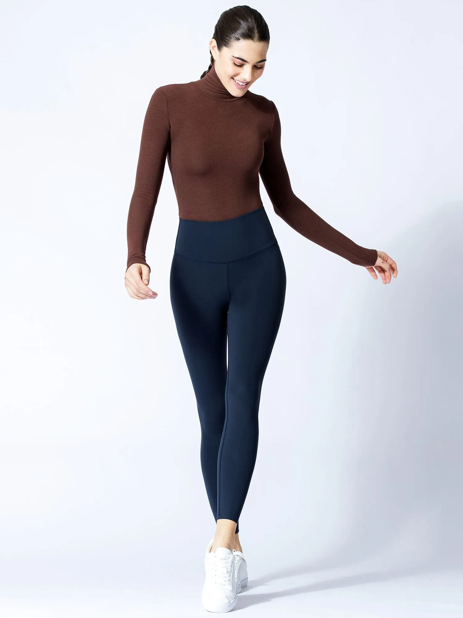 TURTLENECK BODYSUIT, DEEP BROWN